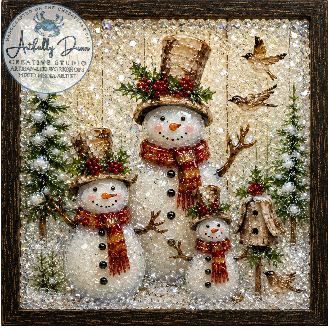 11/29/2026 - 1:00-3:00 PM • ❄️✨ WINTERY RESIN & CRUSHED GLASS FRAMED ART WORKSHOP ✨❄️