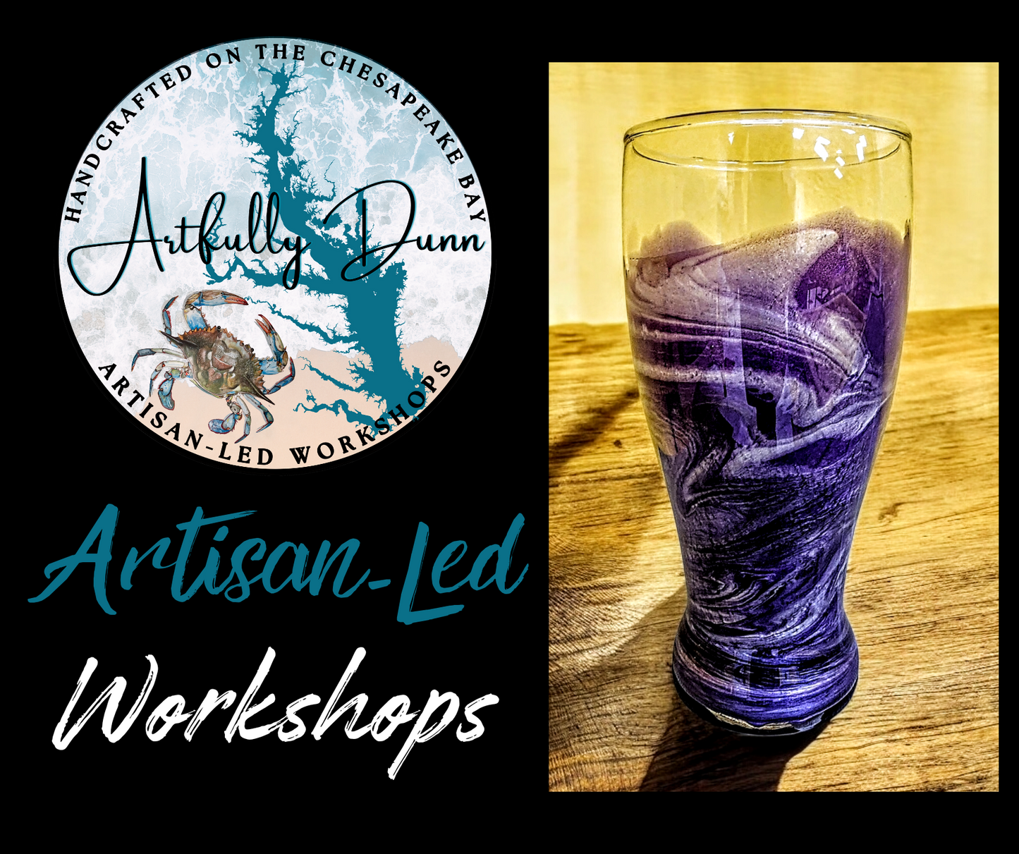 5/16/25 - 6:30-8:30 PM ● Workshop - Resin Mica Swirl - Glassware You Choose - 331 N. Union Ave., Havre de Grace, MD