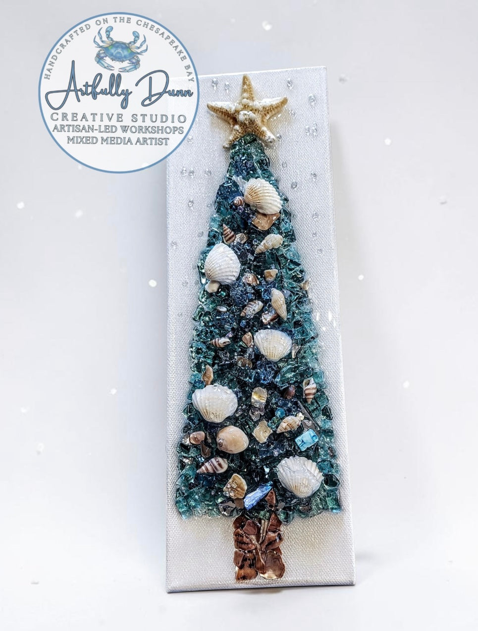8/7/2026 - 7:00-9:00 PM • ✨🌲 NEW! Crushed Glass Resin Canvas Art Workshop 🏖️🎄