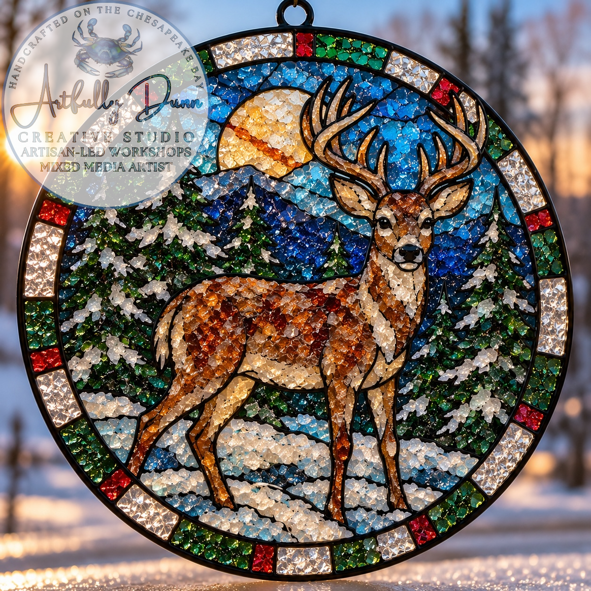 12/1/2026 - 7:00-9:00 PM • ❄️✨ WINTER HOLIDAY FAUX STAINED GLASS LARGE SUNCATCHER WORKSHOP ✨❄️