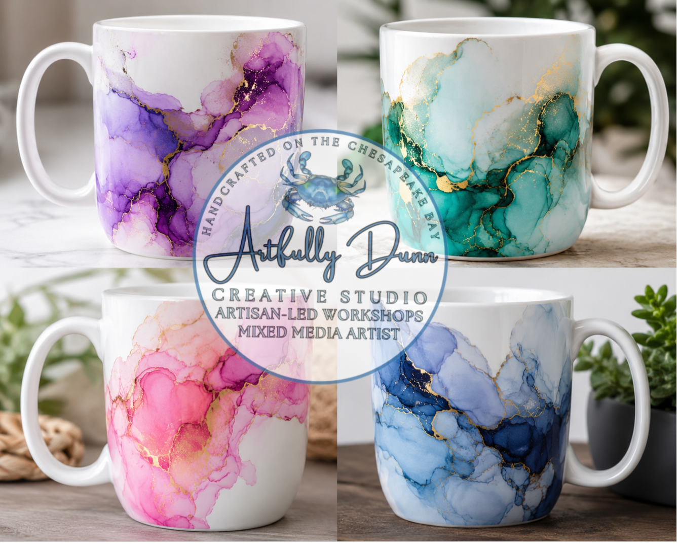 8/12/2026 • 7:00-9:00 PM - 🎨☕ Alcohol Ink Mug Workshop – Create 2 One-of-a-Kind Mugs! ☕🎨