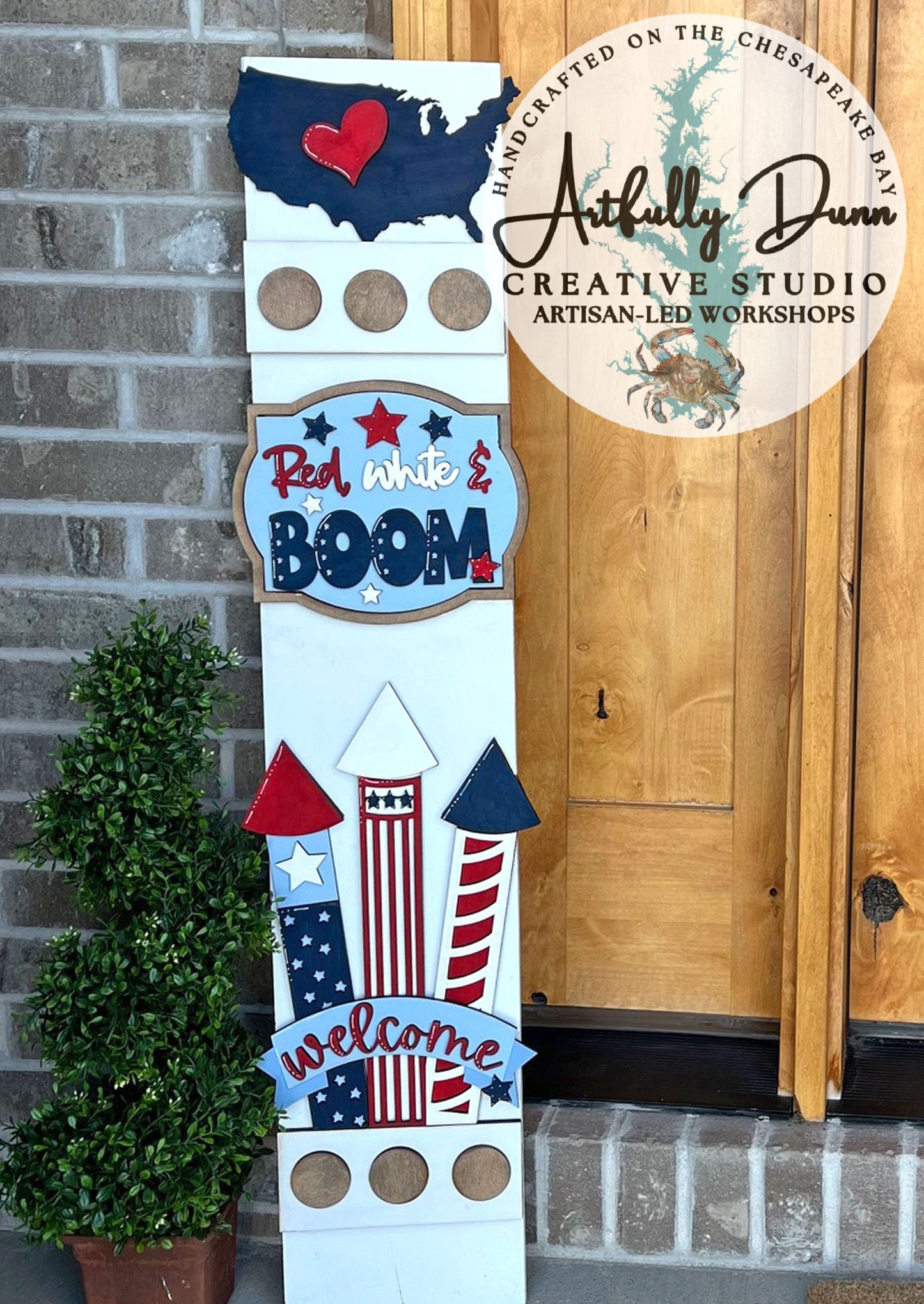 6/26/25 ~ 6:30-9:00 PM - Workshop - Layered Wood Porch Leaner - Choose to make 4ft BASE Display & 1 Seasonal Insert OR Insert(s) Only @ Artfully Dunn Creative Studio, 331 N. Union Ave, Havre de Grace, MD 21078