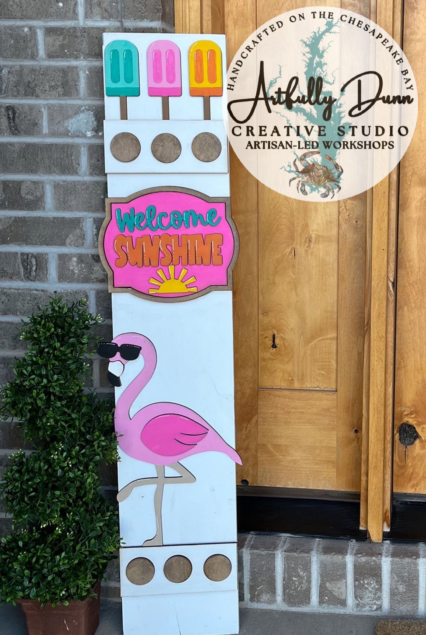6/26/25 ~ 6:30-9:00 PM - Workshop - Layered Wood Porch Leaner - Choose to make 4ft BASE Display & 1 Seasonal Insert OR Insert(s) Only @ Artfully Dunn Creative Studio, 331 N. Union Ave, Havre de Grace, MD 21078