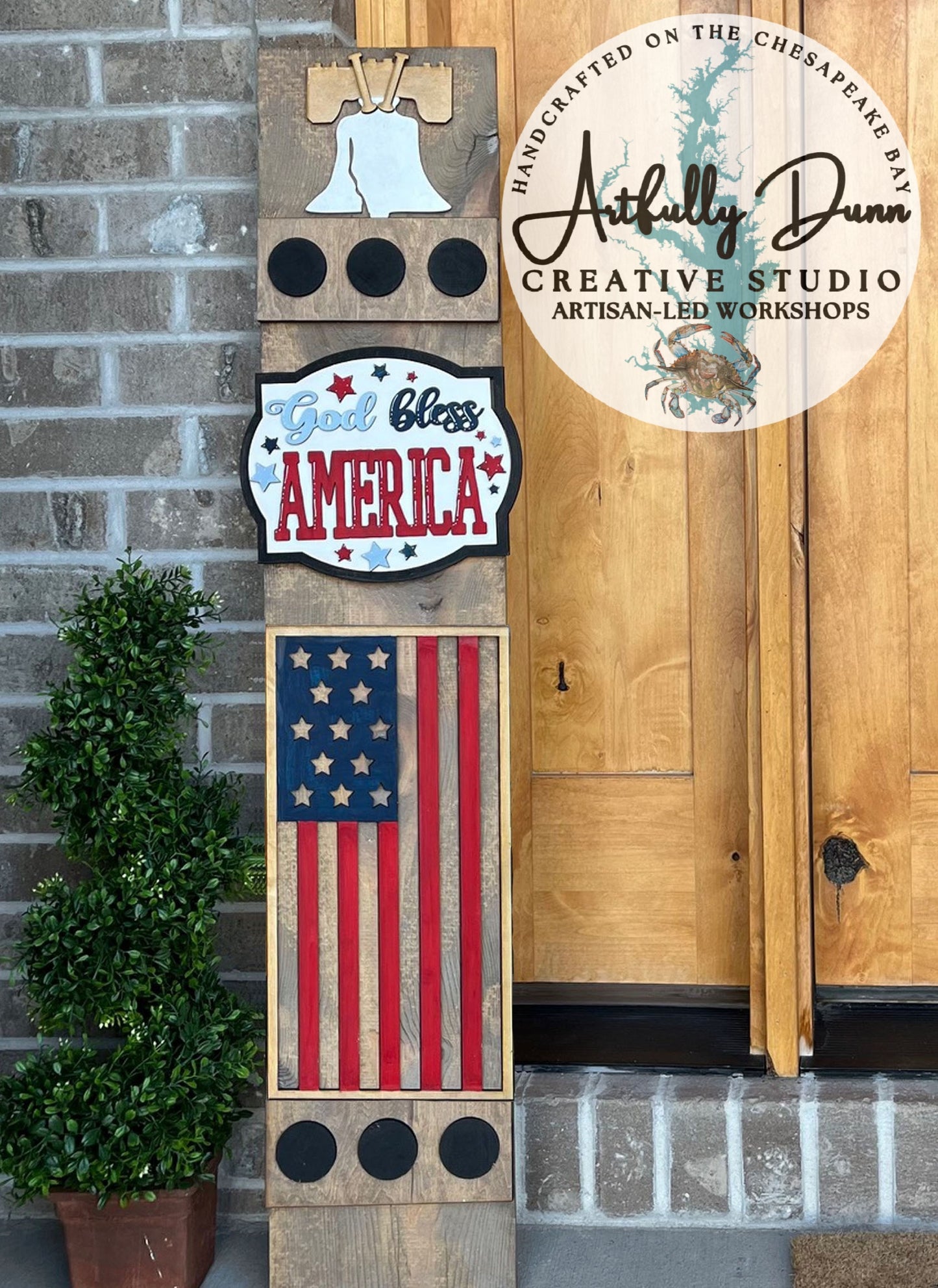 6/26/25 ~ 6:30-9:00 PM - Workshop - Layered Wood Porch Leaner - Choose to make 4ft BASE Display & 1 Seasonal Insert OR Insert(s) Only @ Artfully Dunn Creative Studio, 331 N. Union Ave, Havre de Grace, MD 21078