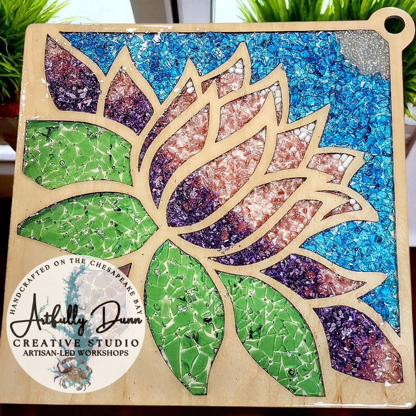 Friday - 7/17/26 - 7:00-9:00 PM • Workshop - Faux Stained Glass Resin Shattered Glass Suncatcher (12in) - 20 S. Main Steet, Port Deposit, MD 21904