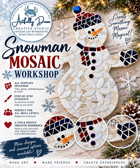 12/17/2026 - 7:00-9:00 PM • ⛄✨ SNOWMAN MOSAIC WORKSHOP ✨⛄