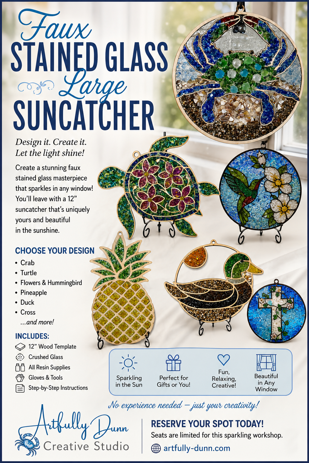 9/17/2026 • 7:00-9:00 PM — Faux Stained Glass Suncatcher (12in)