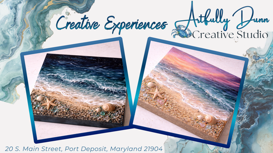 Friday - 6/19/26 • 7:00 - 9:00 PM - 🌊✨Textured Resin Mixed Media Canvas Beachy Workshop✨🌊