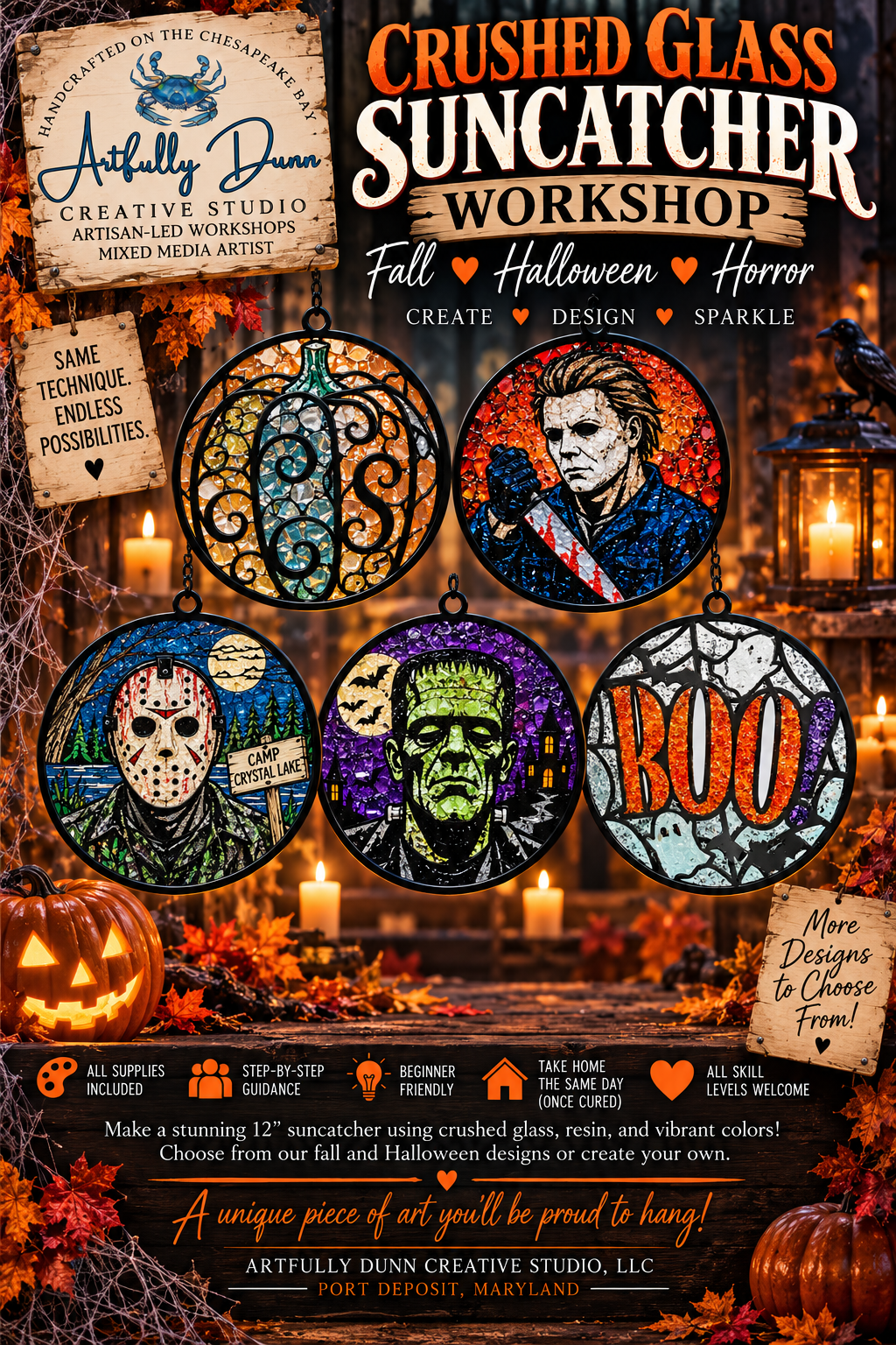 10/23/26 • 7:00-9:00 PM - Spooky Faux Stained Glass Large Suncatcher