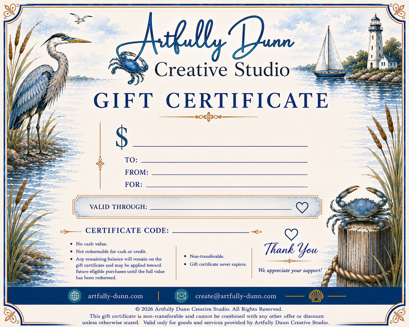 Artfully Dunn Gift Card