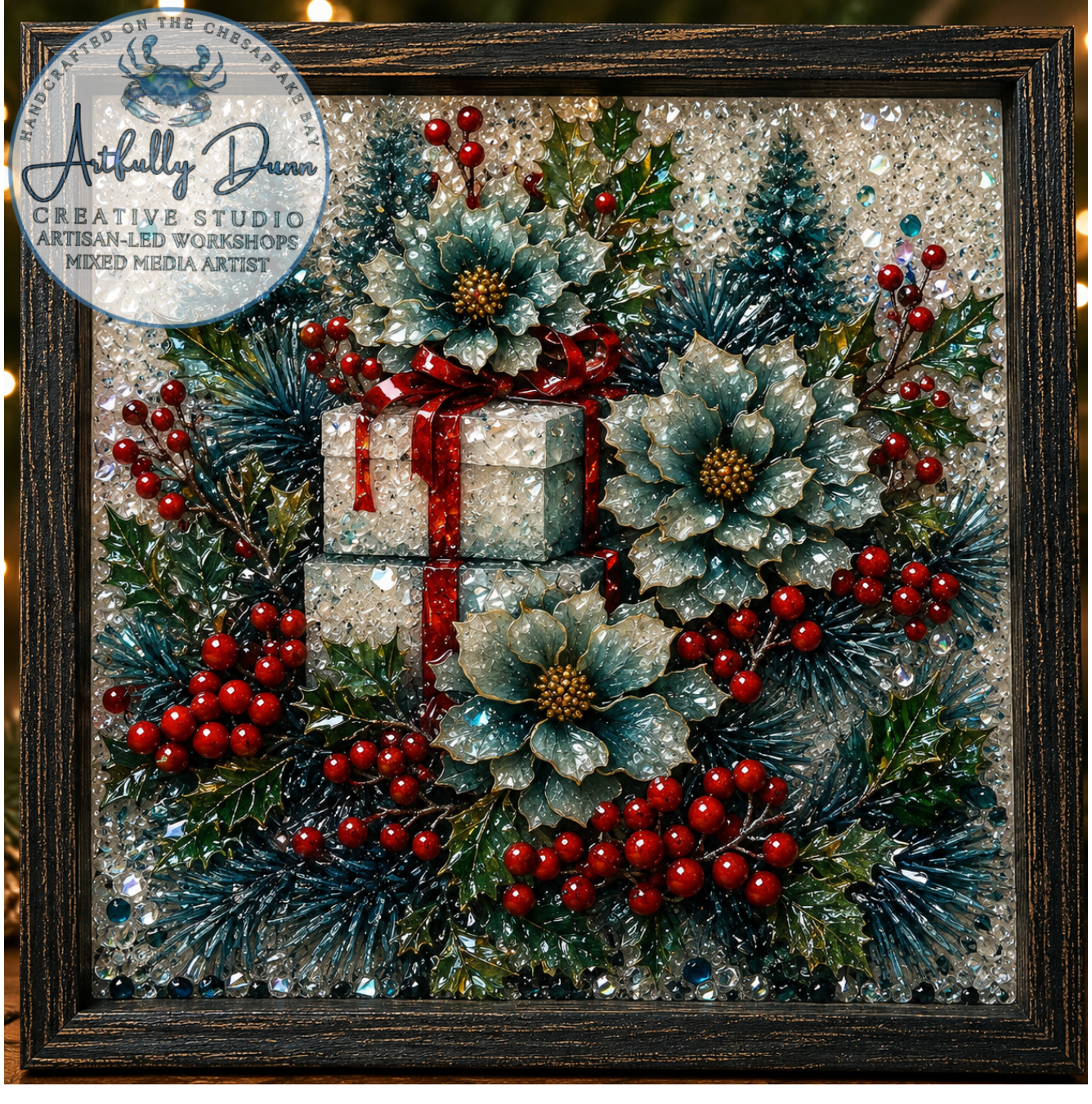 11/29/2026 - 1:00-3:00 PM • ❄️✨ WINTERY RESIN & CRUSHED GLASS FRAMED ART WORKSHOP ✨❄️