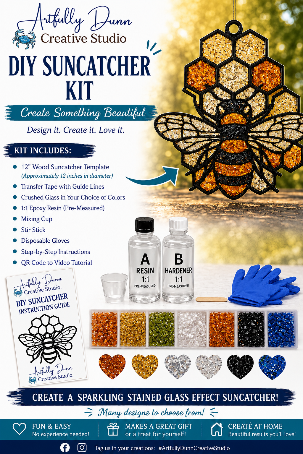 DIY Crushed Glass Faux Suncatcher Kit