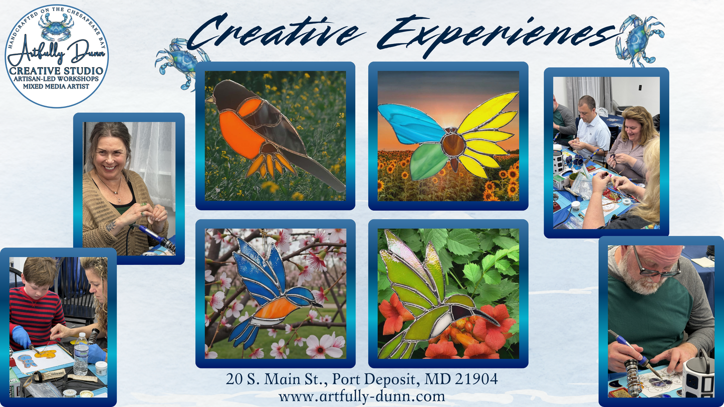 8/1/2026 • 12:00-2:30 PM — Stained Glass - Oriole/Blue/Hummingbirds, Butterfly