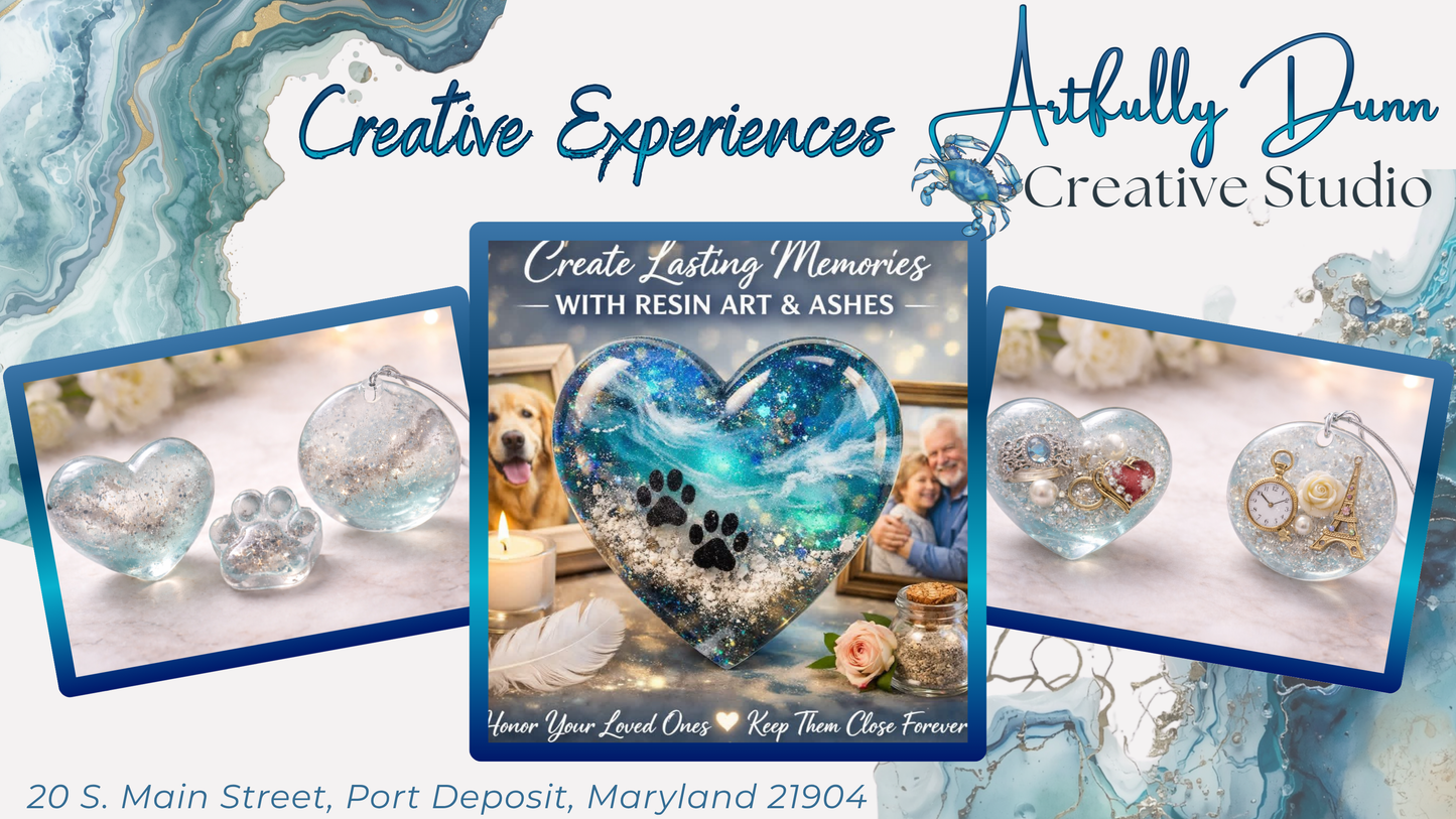 Sunday - 4/26/26 - 12:00-2:00PM - Resin Your Keepsake Workshop - Bring your keepsake, jewelry, broach, knick knack, trinket, or loved ones ashes, fur baby ashes