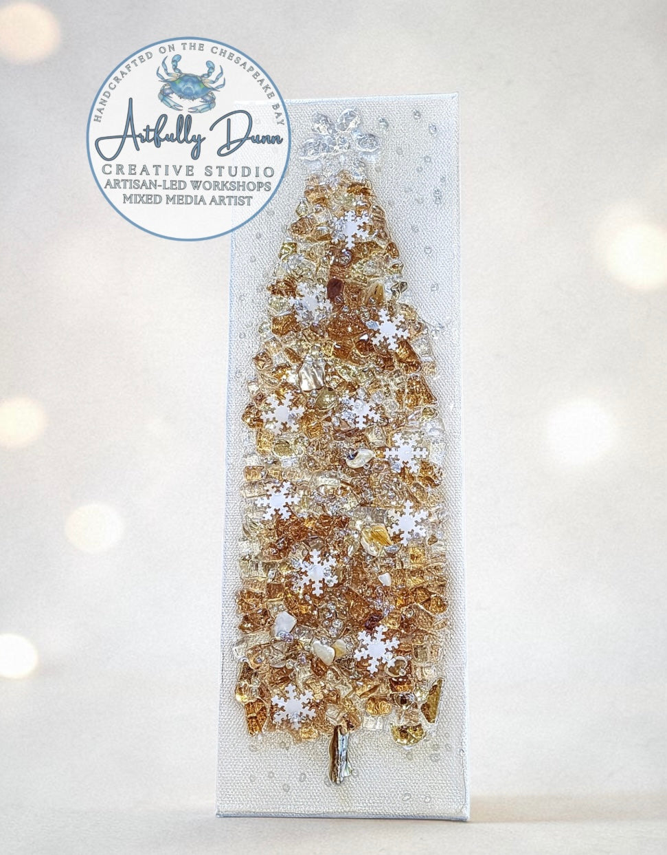 8/7/2026 - 7:00-9:00 PM • ✨🌲 NEW! Crushed Glass Resin Canvas Art Workshop 🏖️🎄