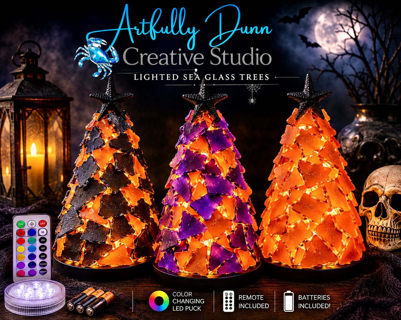 10/2/2026 - 7:00-9:00 PM • 🎃🦇✨ Spooktacular Lighted Sea Glass Tree Workshop ✨🍁🔥