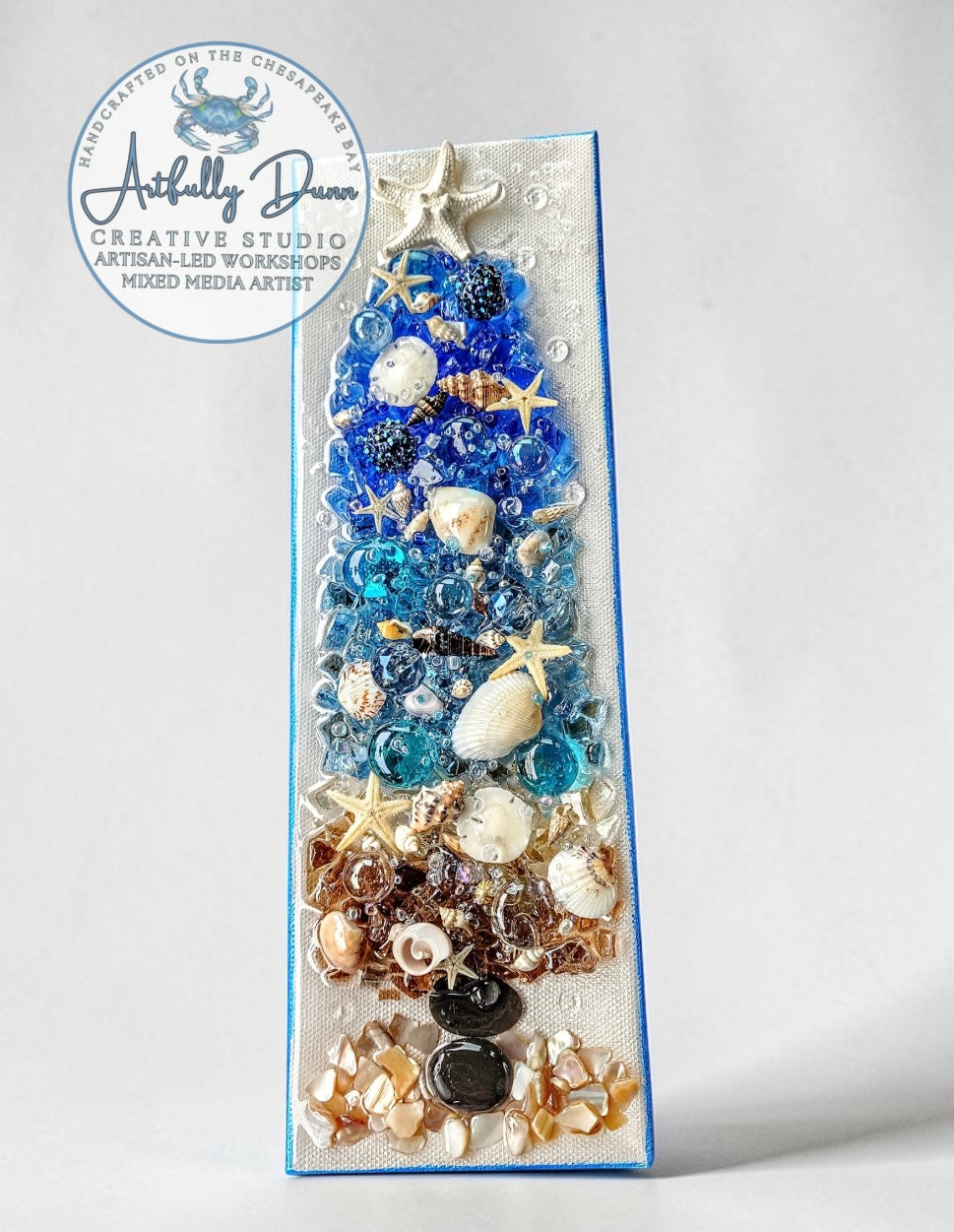 8/7/2026 - 7:00-9:00 PM • ✨🌲 NEW! Crushed Glass Resin Canvas Art Workshop 🏖️🎄