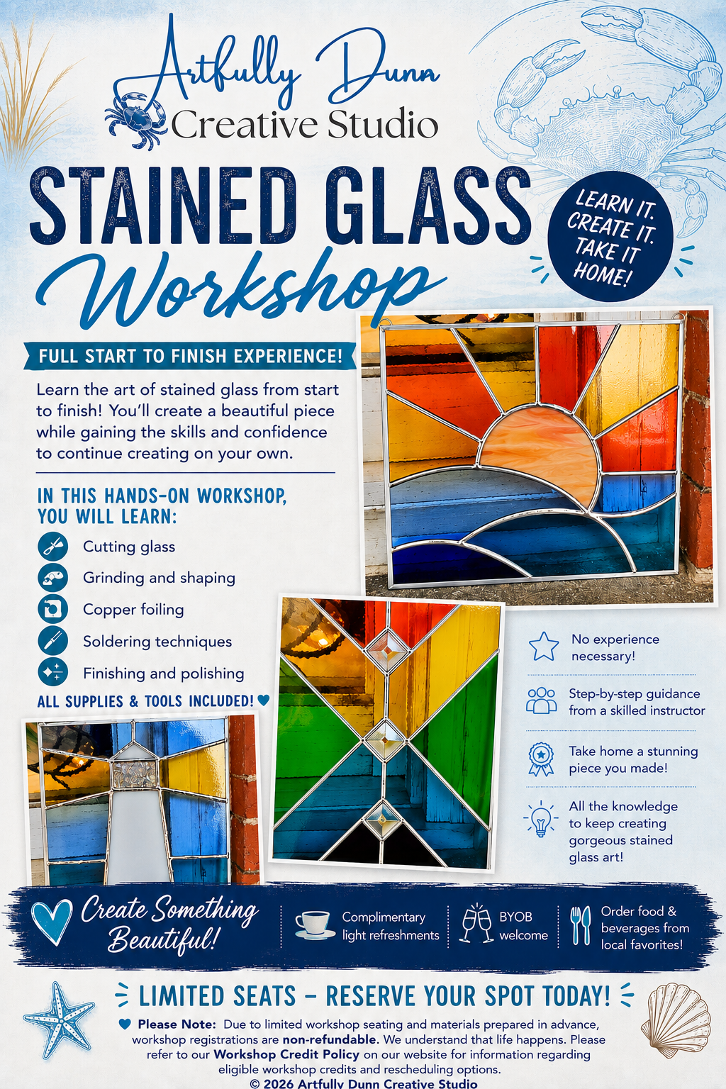 9/12/2026 • 10:00-4:00 PM - ✨🌈 START-TO-FINISH STAINED GLASS WORKSHOP - The Full Experience🌈✨