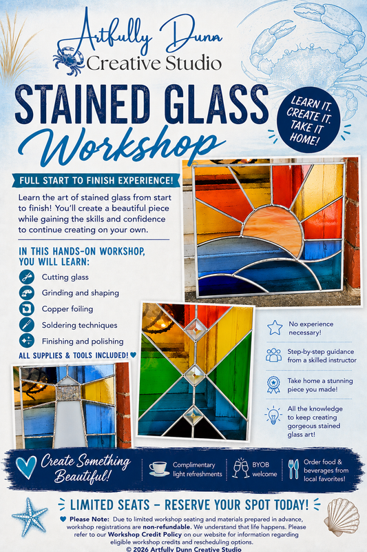 9/12/2026 • 10:00-4:00 PM - ✨🌈 START-TO-FINISH STAINED GLASS WORKSHOP - The Full Experience🌈✨