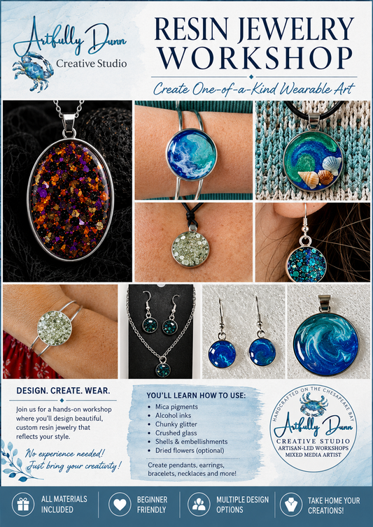 8/5/2026 7:00-9:00 PM • ✨💎🌊 RESIN JEWELRY WORKSHOP 🌊💎 🎨 Create One-of-a-Kind Wearable Art!