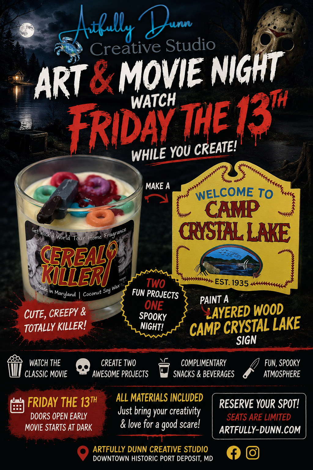 9/30/2026 - 7:00-9:30 PM - Movie & Art Night: Friday the 13th Frights
