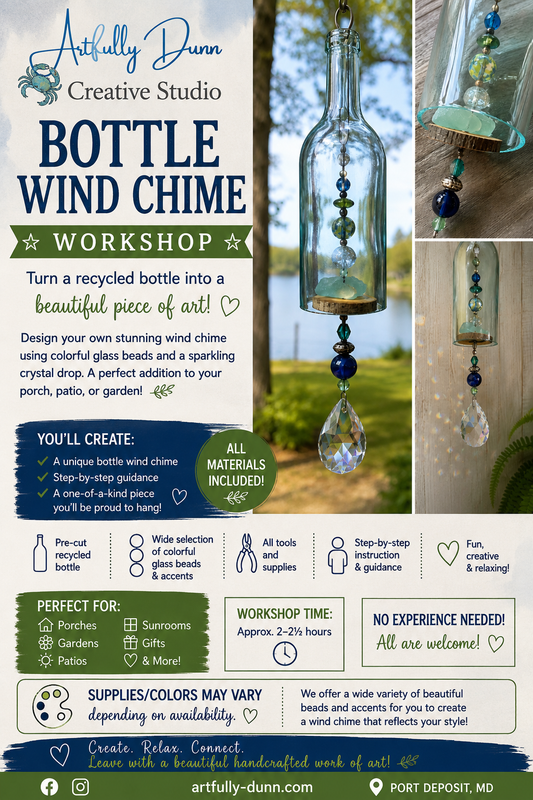 10/14/2026 - 7:00-9:00 PM • 🍷✨ NEW Workshop! Bottle Wind Chime Workshop ✨🌿