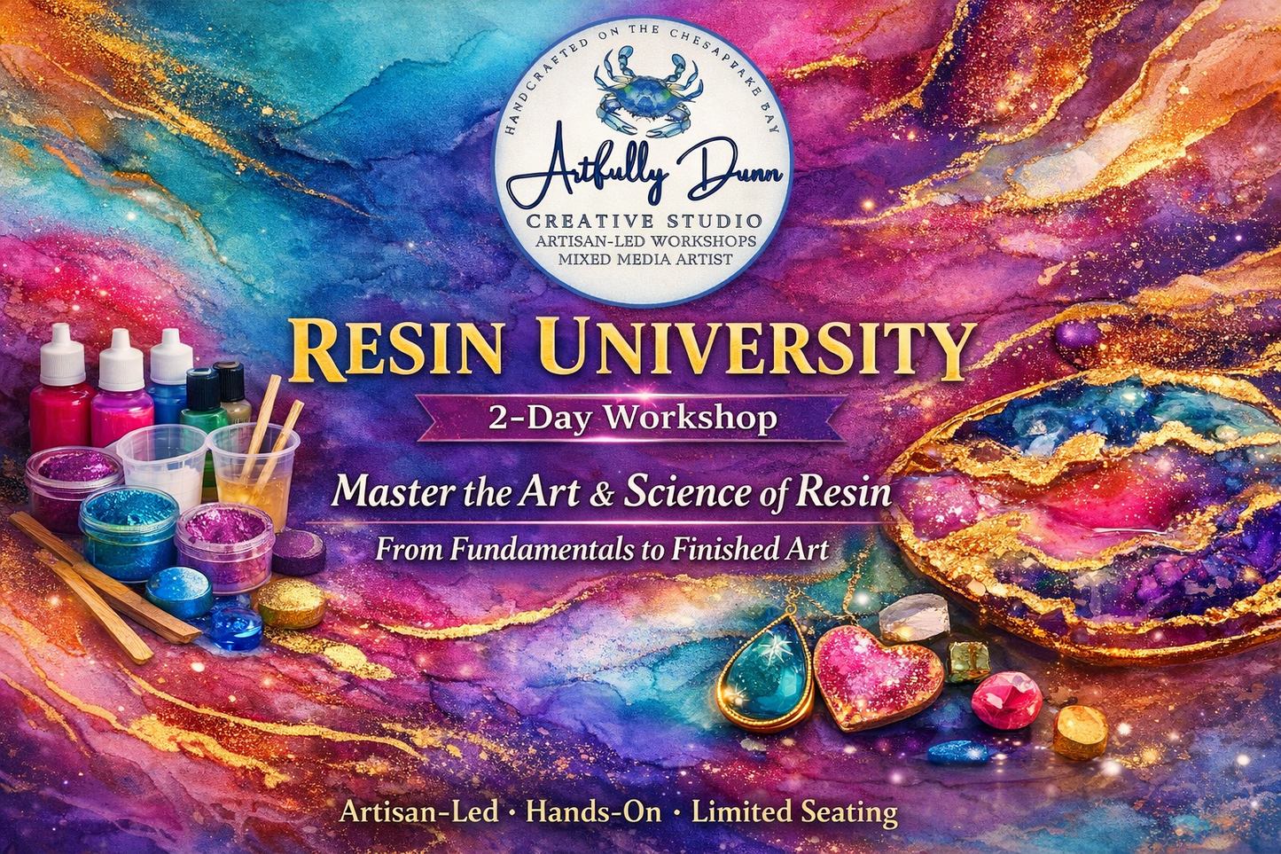 Artfully Dunn Resin University Fundamentals of Epoxy Resin Art - Day 1 (4/24/26 6:30 PM) Day 2 (5/1/26 6:30 PM)