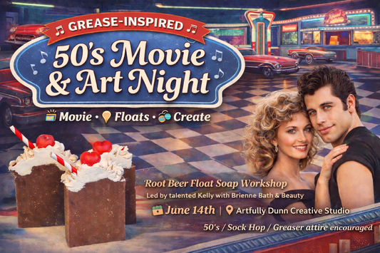 6/14/26 - 12:00-2:00 PM - 🎶🍒 Grease-Inspired 50’s Movie & Art Night 🍦🎨 - Arfully Dunn Creative Studios - 20 S. Main St., Port Deposit, MD 21904