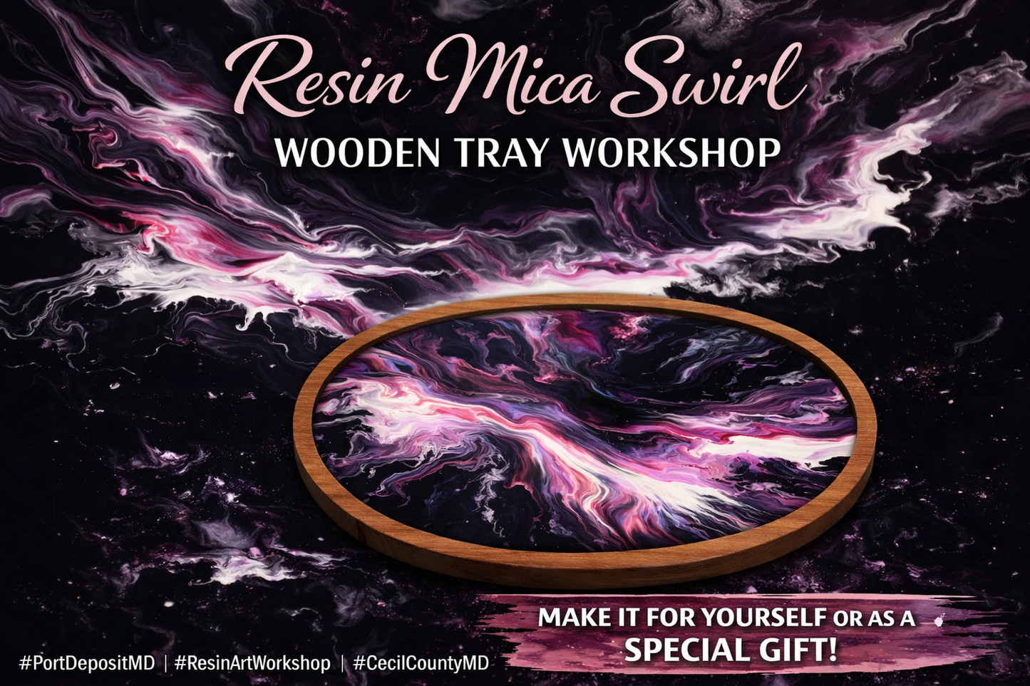 3/29/26 - 4:00pm - 6:00pm- ✨🎨 Resin Swirl Wood Tray Workshop 🎨✨ - Artfully Dunn Creative Studio - 20 S. Main St., Port Deposit, MD 21904