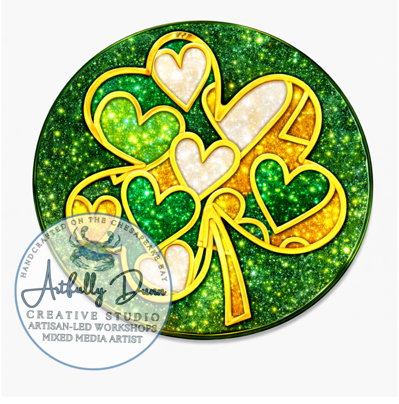 3/11/26 - 6:30 PM - 8:30 PM • Workshop - Faux Stained Glass Resin Mica Swirl Suncatcher (12in) - St Patrick’s Day Inspired - 20 S. Main Steet, Port Deposit, MD 21904