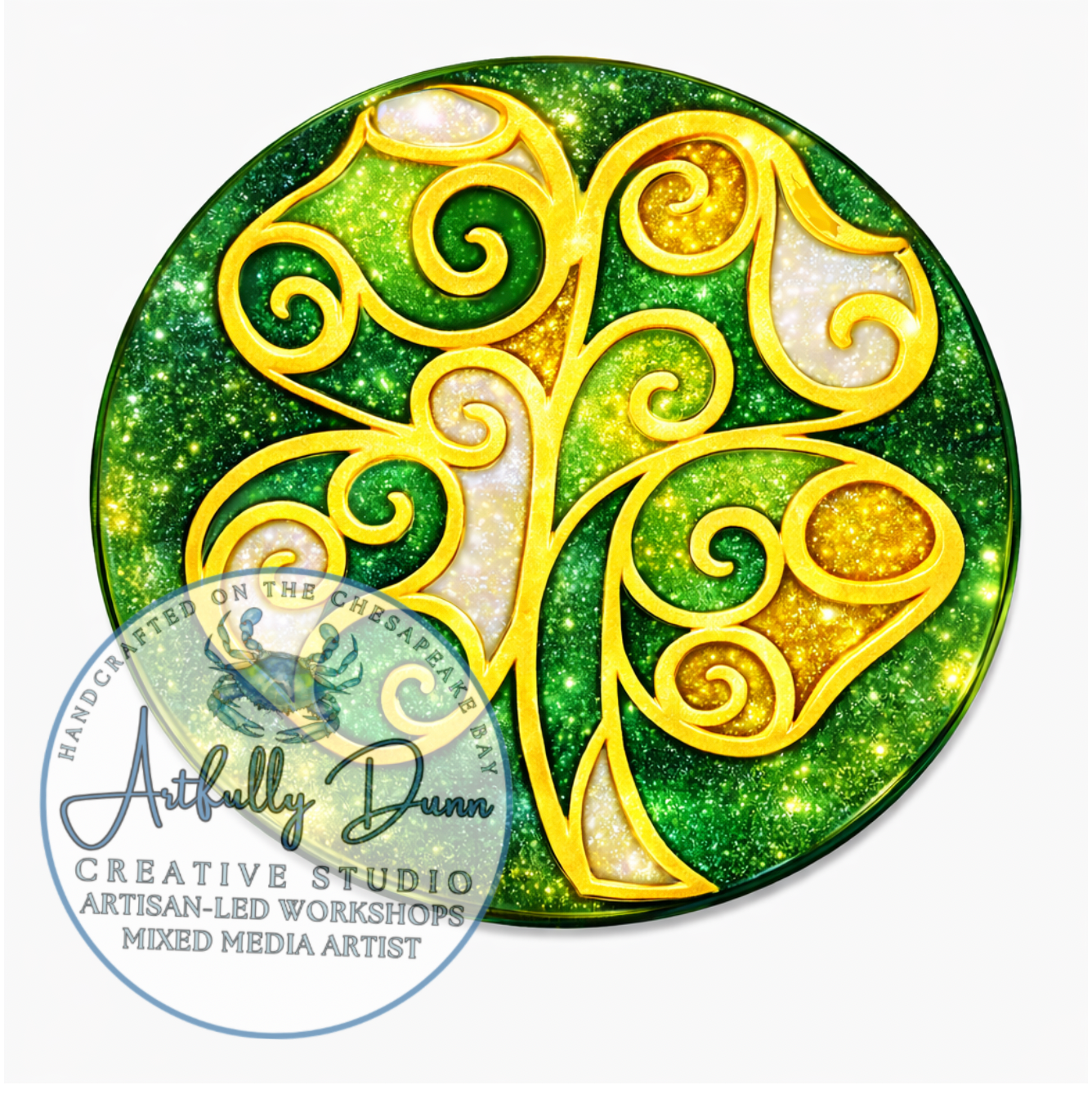 3/11/26 - 6:30 PM - 8:30 PM • Workshop - Faux Stained Glass Resin Mica Swirl Suncatcher (12in) - St Patrick’s Day Inspired - 20 S. Main Steet, Port Deposit, MD 21904