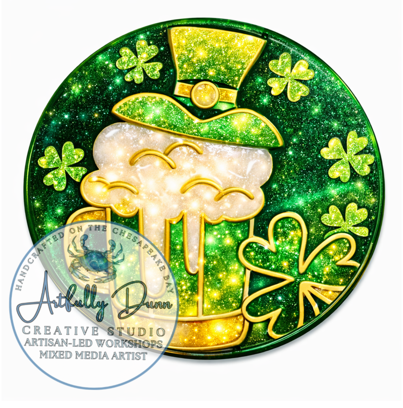 3/11/26 - 6:30 PM - 8:30 PM • Workshop - Faux Stained Glass Resin Mica Swirl Suncatcher (12in) - St Patrick’s Day Inspired - 20 S. Main Steet, Port Deposit, MD 21904