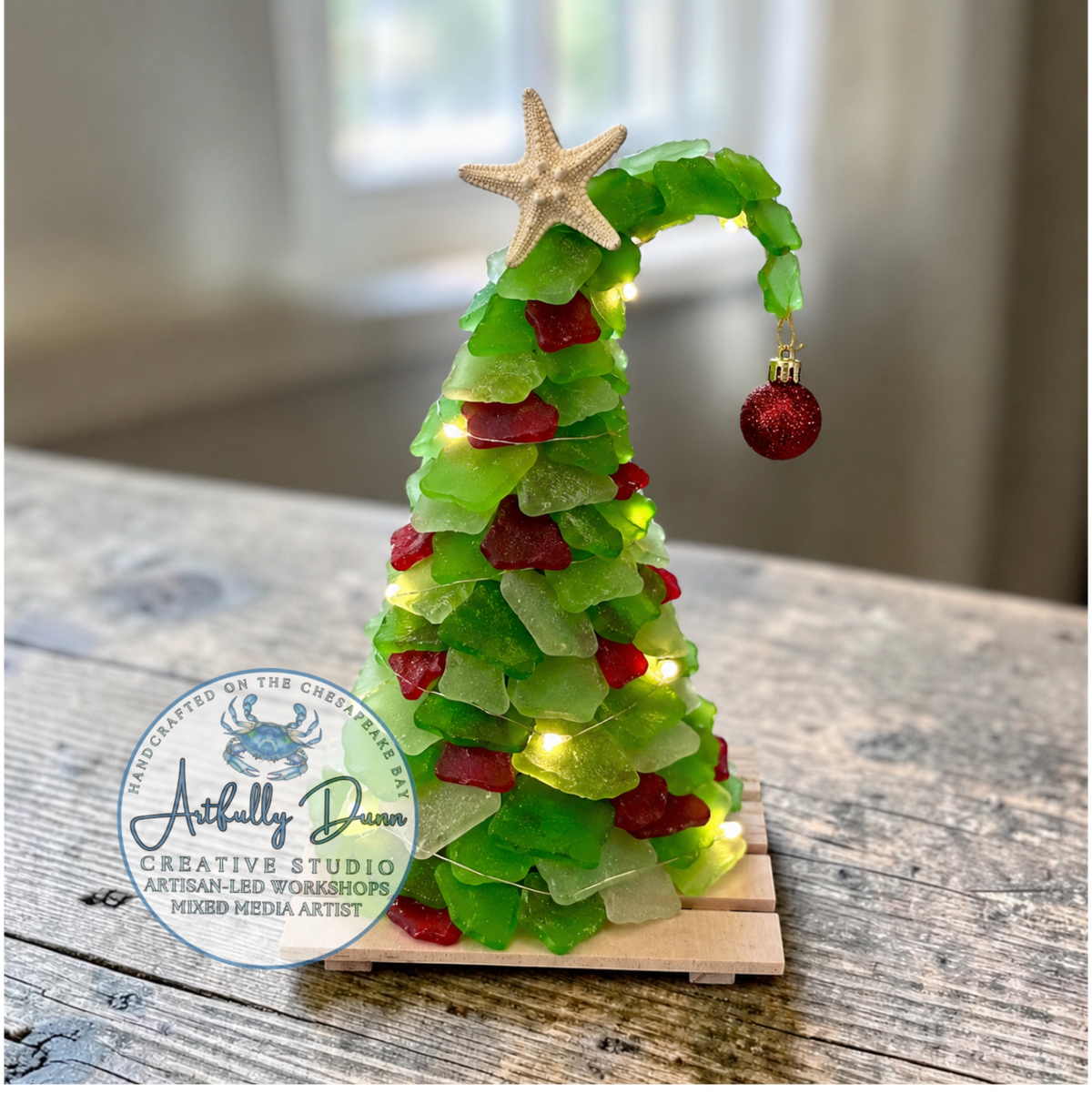 9/22/2026 - 7:00-9:00 PM • 🎄🌊✨ Sea Glass Creations Workshop - Green Tree, Tree, Wreath, Gnome ✨🌊🎄