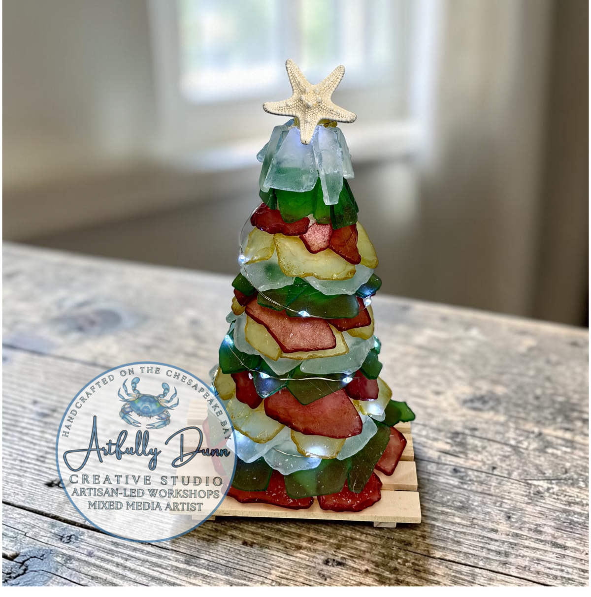 9/22/2026 - 7:00-9:00 PM • 🎄🌊✨ Sea Glass Creations Workshop - Green Tree, Tree, Wreath, Gnome ✨🌊🎄