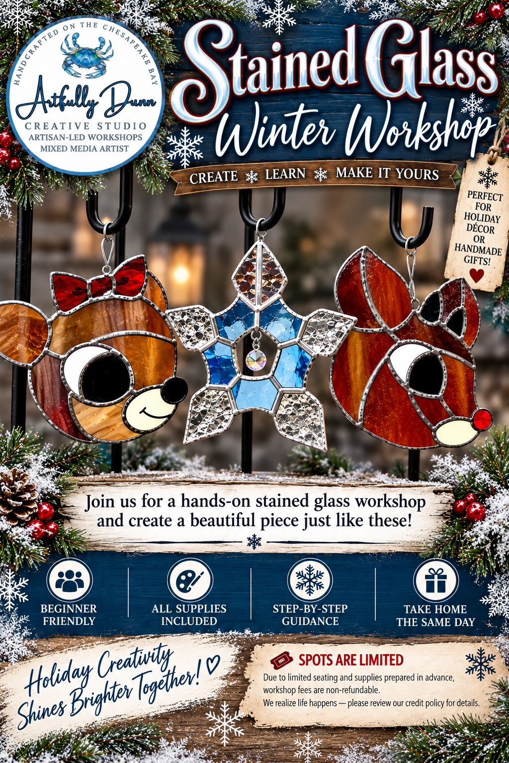 12/6/2026 5:00-7:00 PM • 🎄✨ STAINED GLASS WINTER WORKSHOP ✨🎄