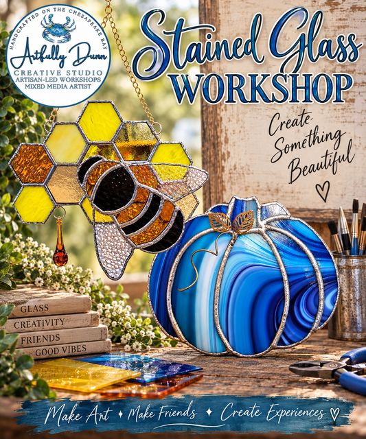 11/13/2026 - 7:00-9:00 PM • 
🐝🎃✨ STAINED GLASS WORKSHOP ✨🎃🐝