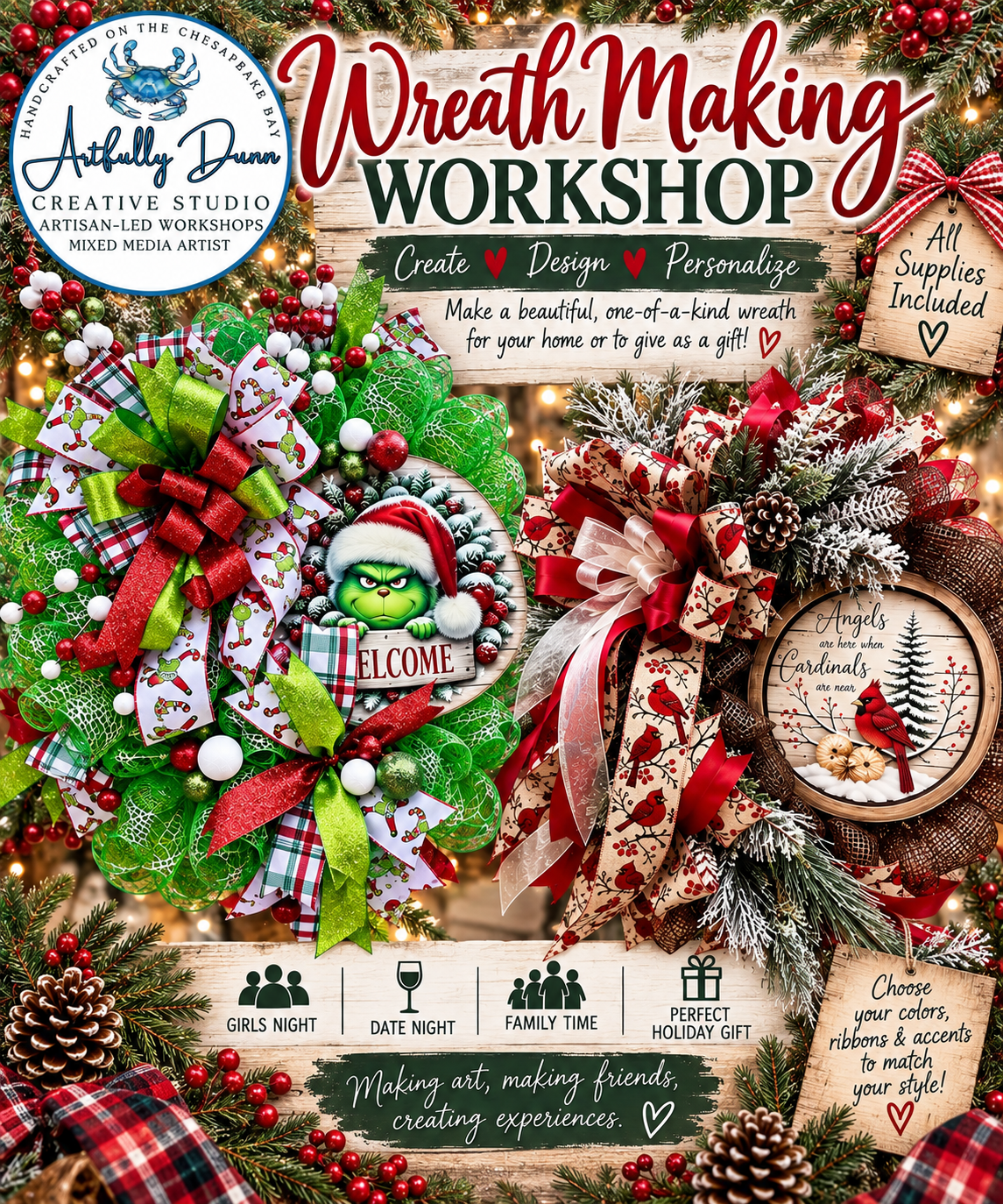 11/29/2026 - 12:00-2:00 PM • 🎄✨ HOLIDAY WREATH MAKING WORKSHOP ✨🎄