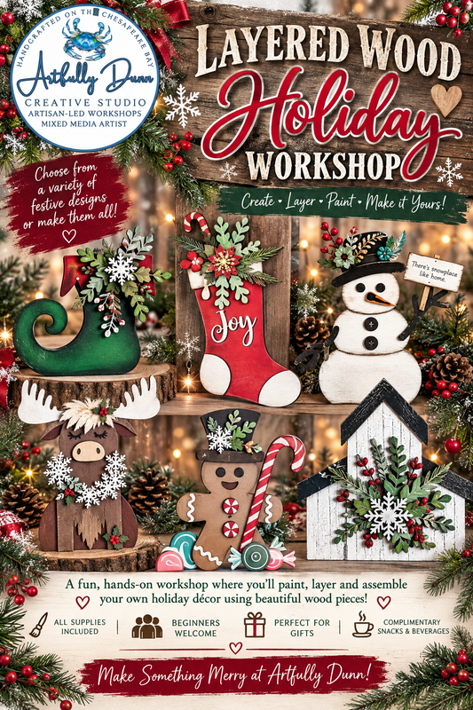 11/18/2026 - 7:00-9:00 PM • 🎄✨🪵 HOLIDAY LAYERED WOOD WORKSHOP 🪵✨🎄