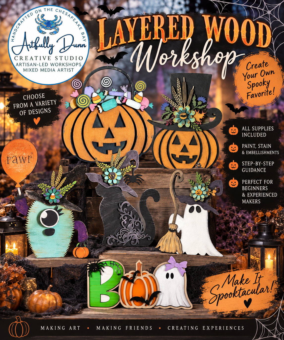 10/16/2026 7:00-9:00 PM - Spooky Layered Wood Paint Workshop