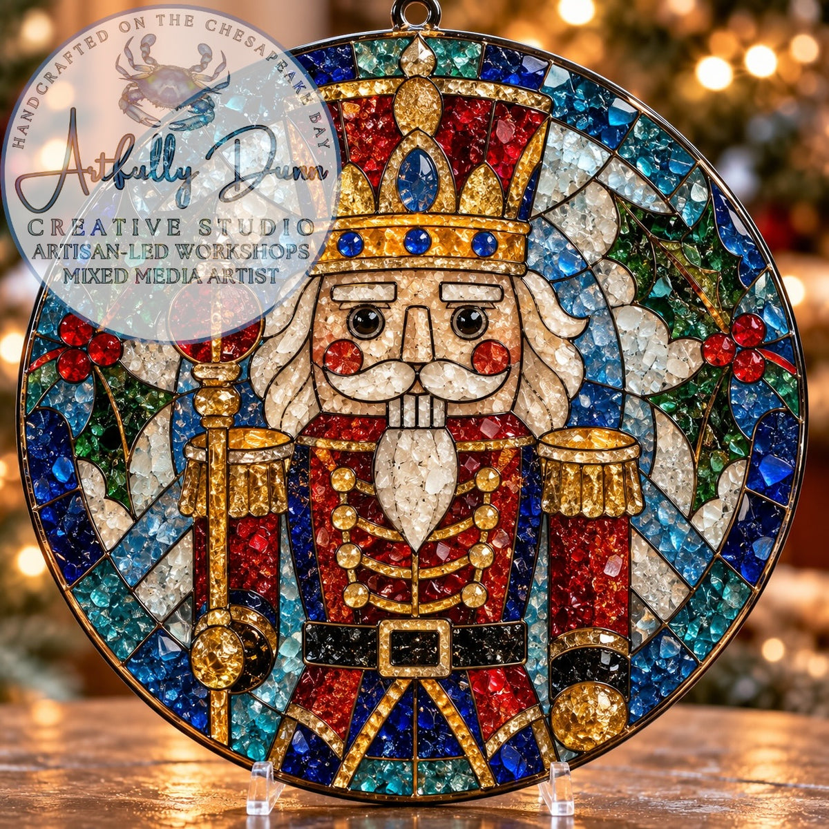 12/1/2026 - 7:00-9:00 PM • ❄️✨ WINTER HOLIDAY FAUX STAINED GLASS LARGE SUNCATCHER WORKSHOP ✨❄️