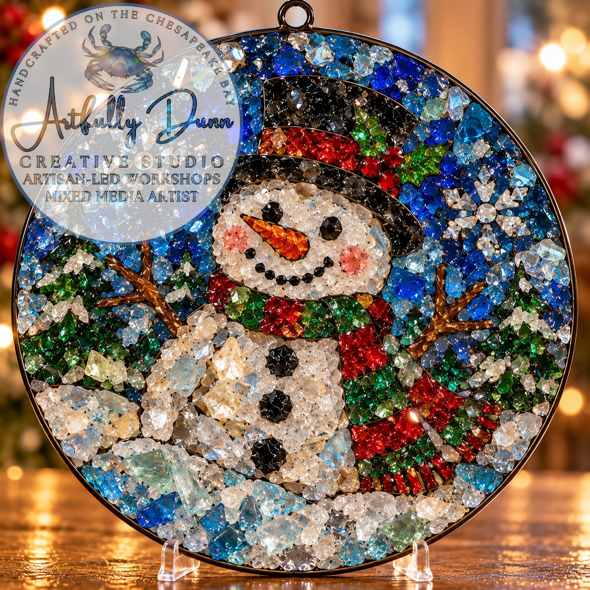 12/1/2026 - 7:00-9:00 PM • ❄️✨ WINTER HOLIDAY FAUX STAINED GLASS LARGE SUNCATCHER WORKSHOP ✨❄️