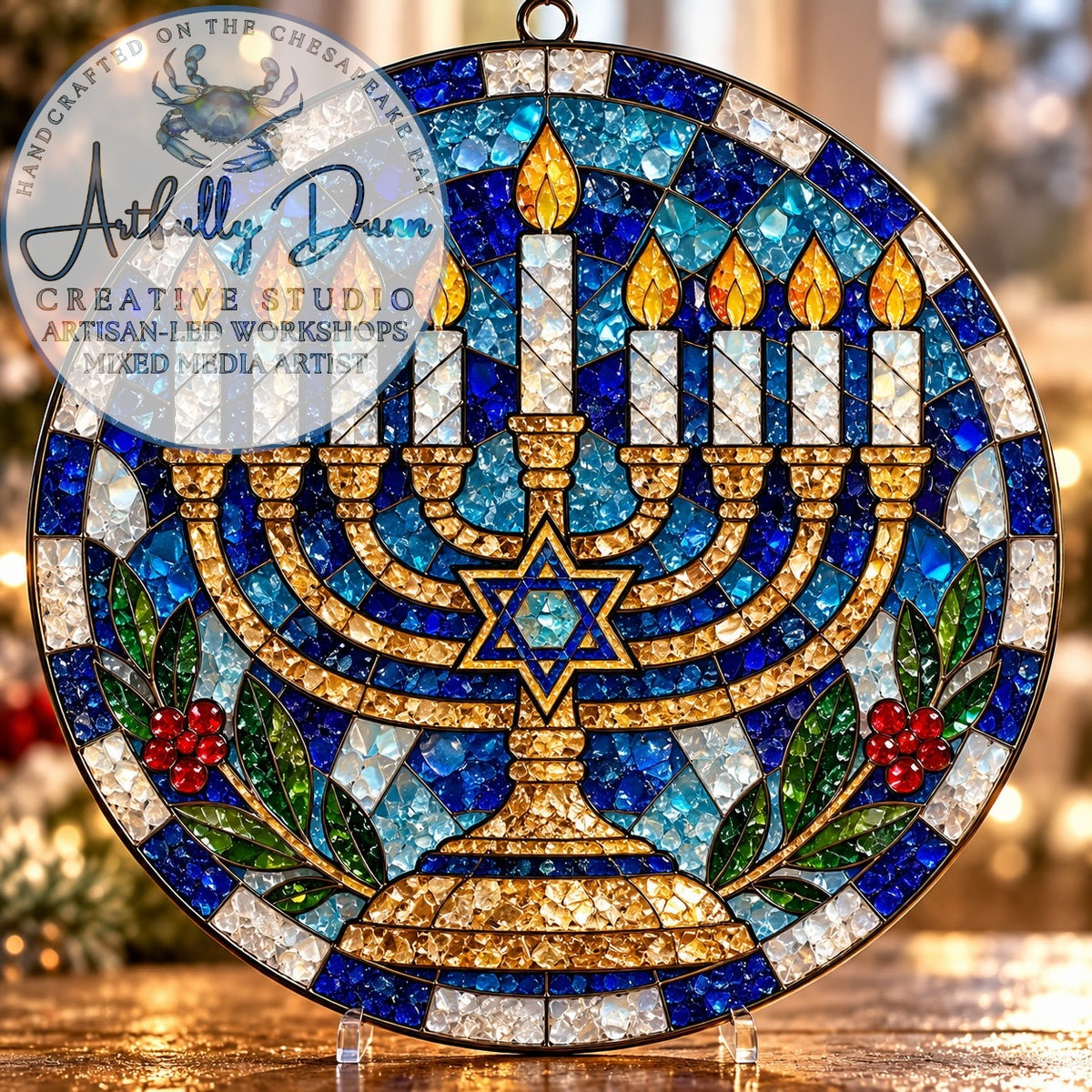 12/1/2026 - 7:00-9:00 PM • ❄️✨ WINTER HOLIDAY FAUX STAINED GLASS LARGE SUNCATCHER WORKSHOP ✨❄️
