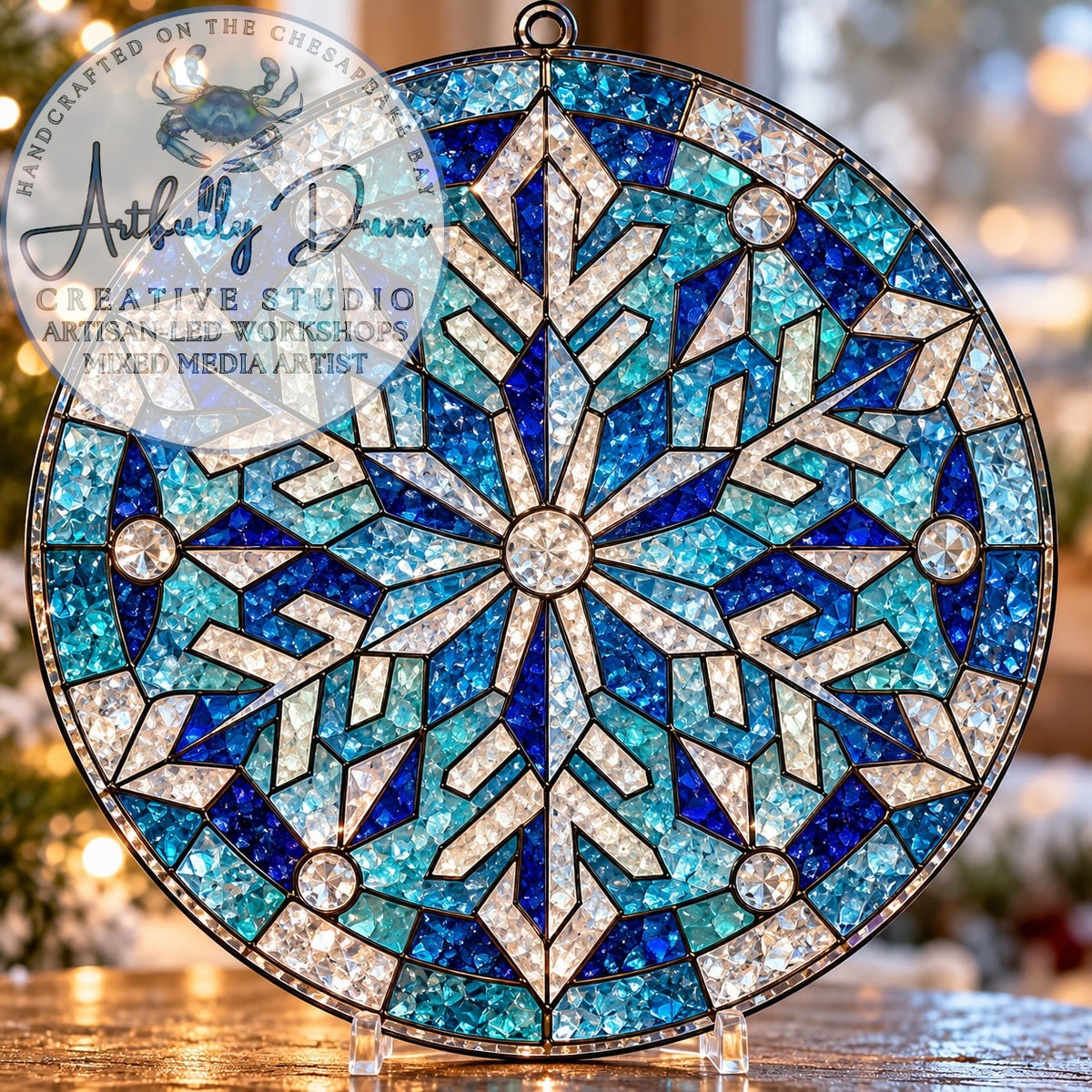 12/1/2026 - 7:00-9:00 PM • ❄️✨ WINTER HOLIDAY FAUX STAINED GLASS LARGE SUNCATCHER WORKSHOP ✨❄️