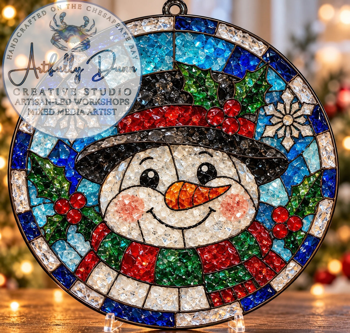 12/1/2026 - 7:00-9:00 PM • ❄️✨ WINTER HOLIDAY FAUX STAINED GLASS LARGE SUNCATCHER WORKSHOP ✨❄️