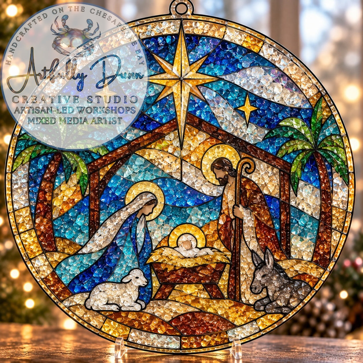 12/1/2026 - 7:00-9:00 PM • ❄️✨ WINTER HOLIDAY FAUX STAINED GLASS LARGE SUNCATCHER WORKSHOP ✨❄️