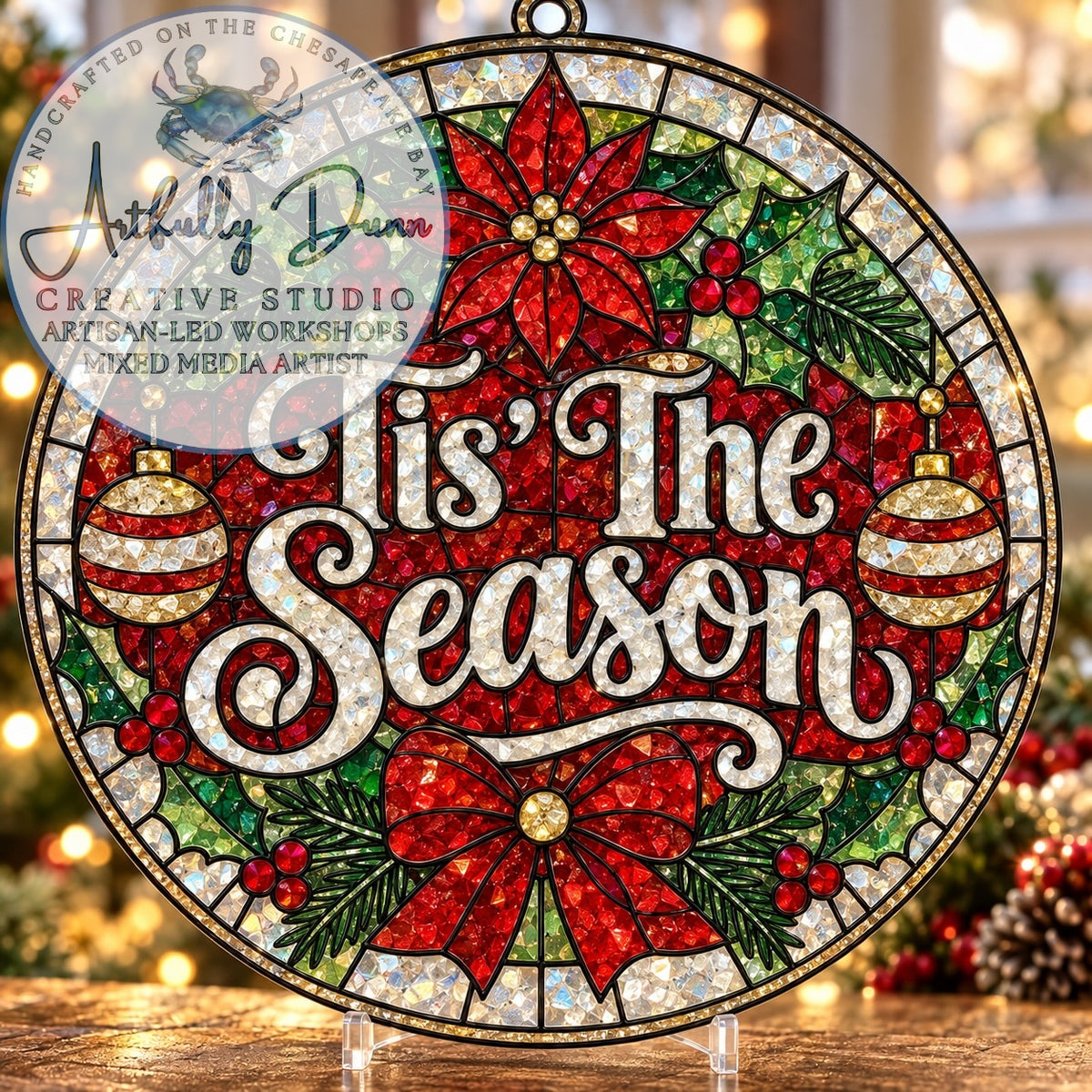 12/1/2026 - 7:00-9:00 PM • ❄️✨ WINTER HOLIDAY FAUX STAINED GLASS LARGE SUNCATCHER WORKSHOP ✨❄️