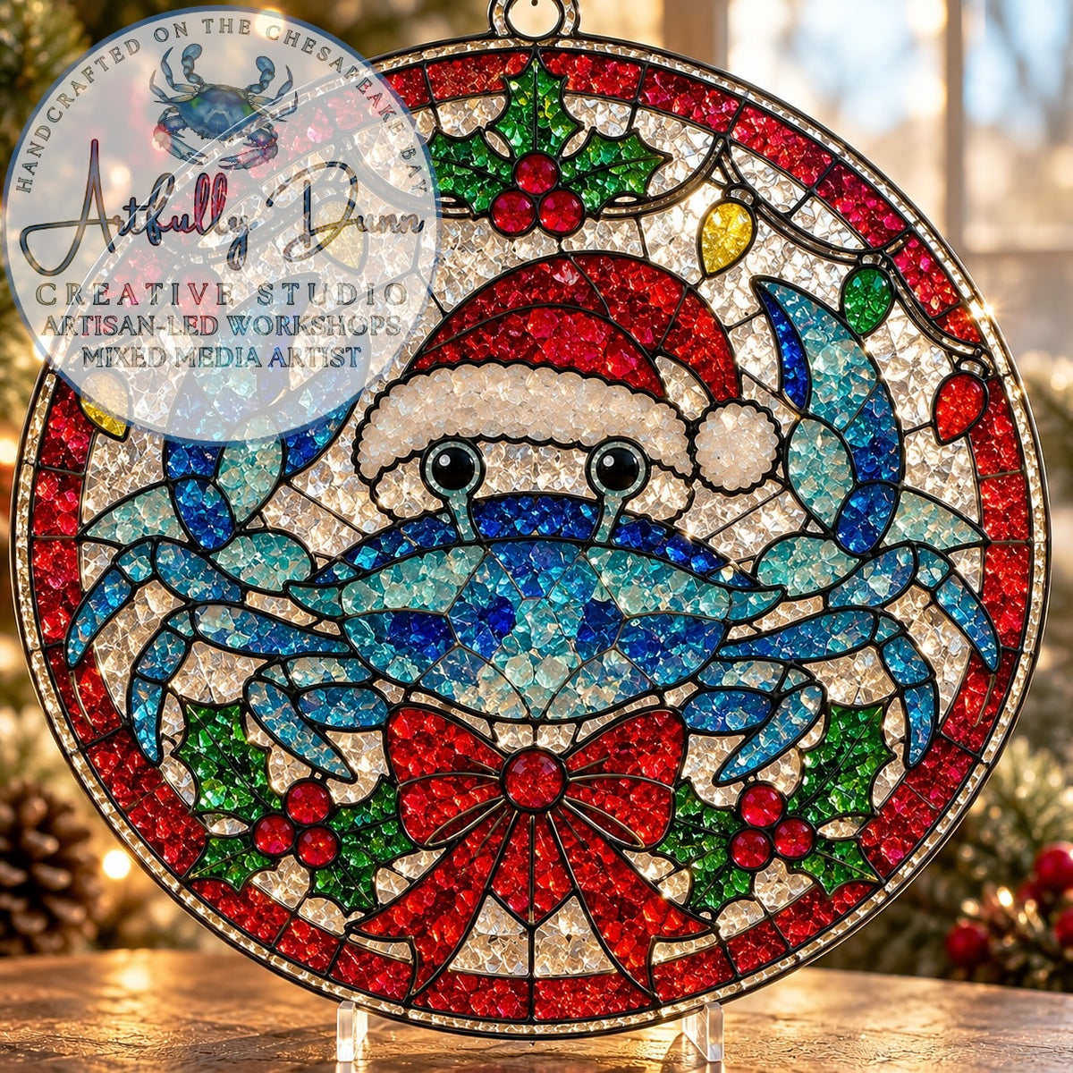 12/1/2026 - 7:00-9:00 PM • ❄️✨ WINTER HOLIDAY FAUX STAINED GLASS LARGE SUNCATCHER WORKSHOP ✨❄️