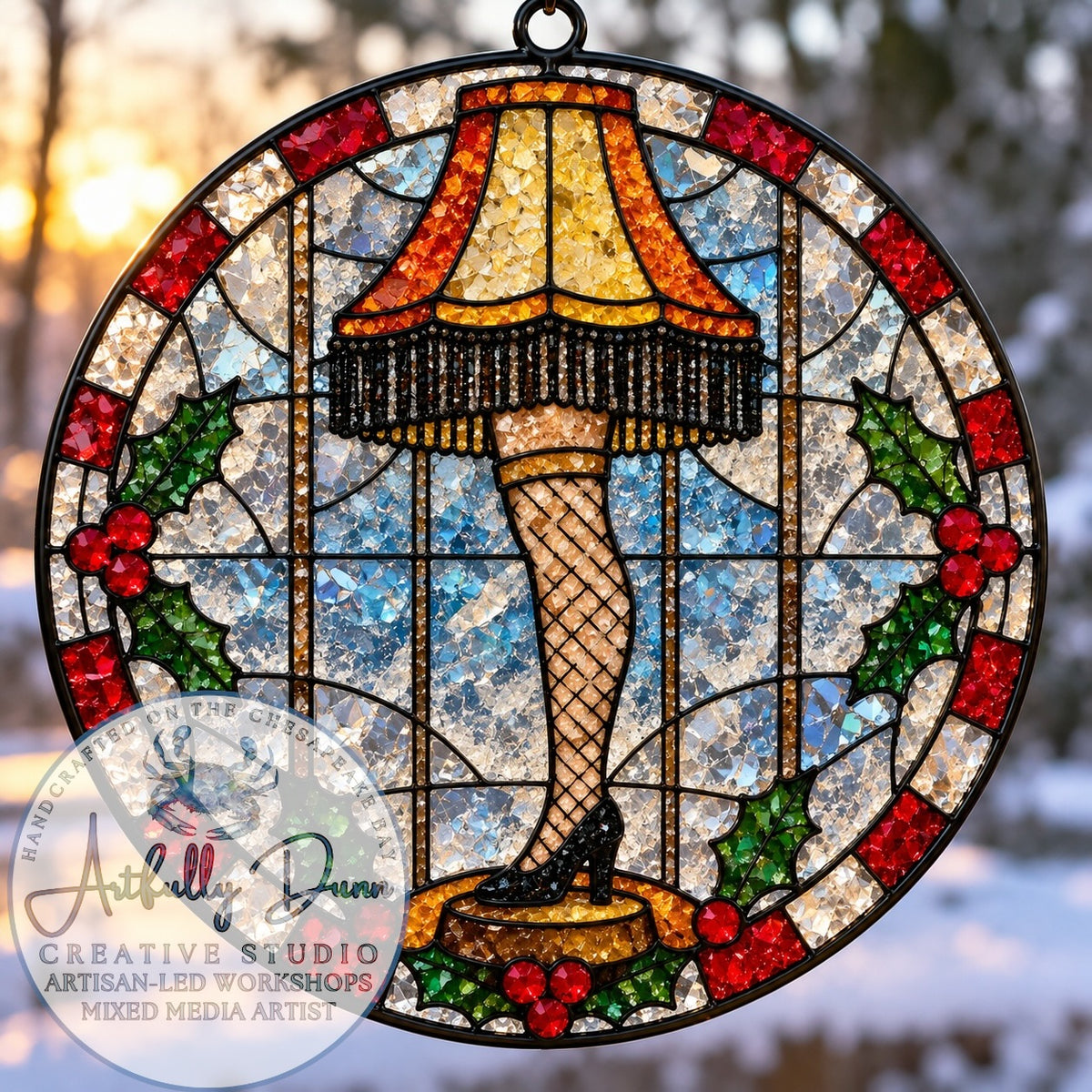 12/1/2026 - 7:00-9:00 PM • ❄️✨ WINTER HOLIDAY FAUX STAINED GLASS LARGE SUNCATCHER WORKSHOP ✨❄️