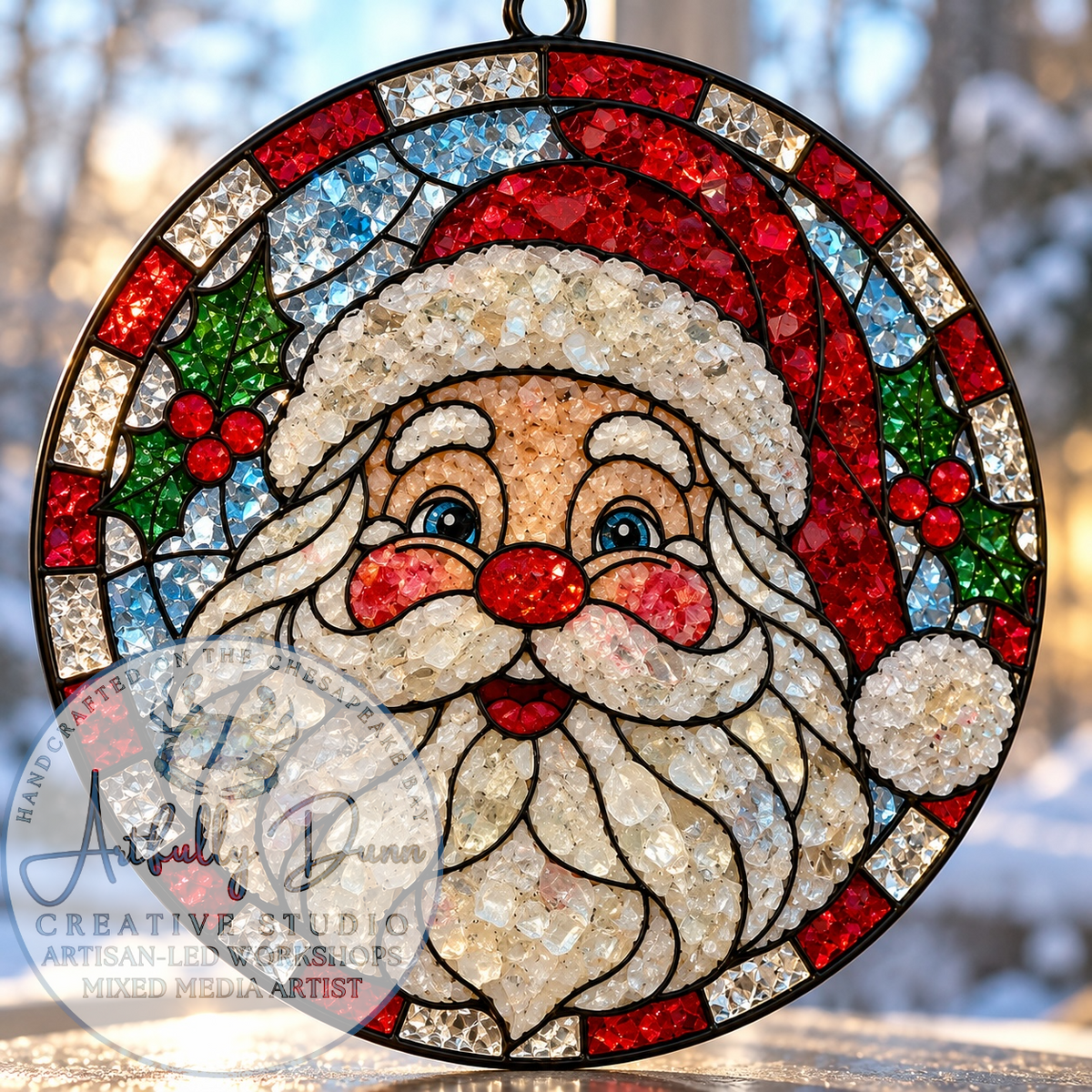 12/1/2026 - 7:00-9:00 PM • ❄️✨ WINTER HOLIDAY FAUX STAINED GLASS LARGE SUNCATCHER WORKSHOP ✨❄️