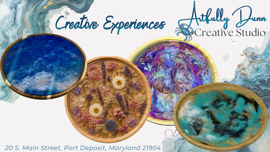 7/8/2026 - 7:00-9:00pm •✨🎨 12 in Round Wood Tray Resin Art 🎨✨